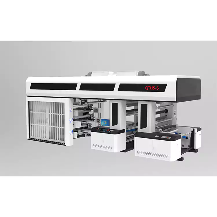 6-Farben-Servoantriebsgetriebetyp Zentraltrommel-Flexodruckmaschine Hülsentyp